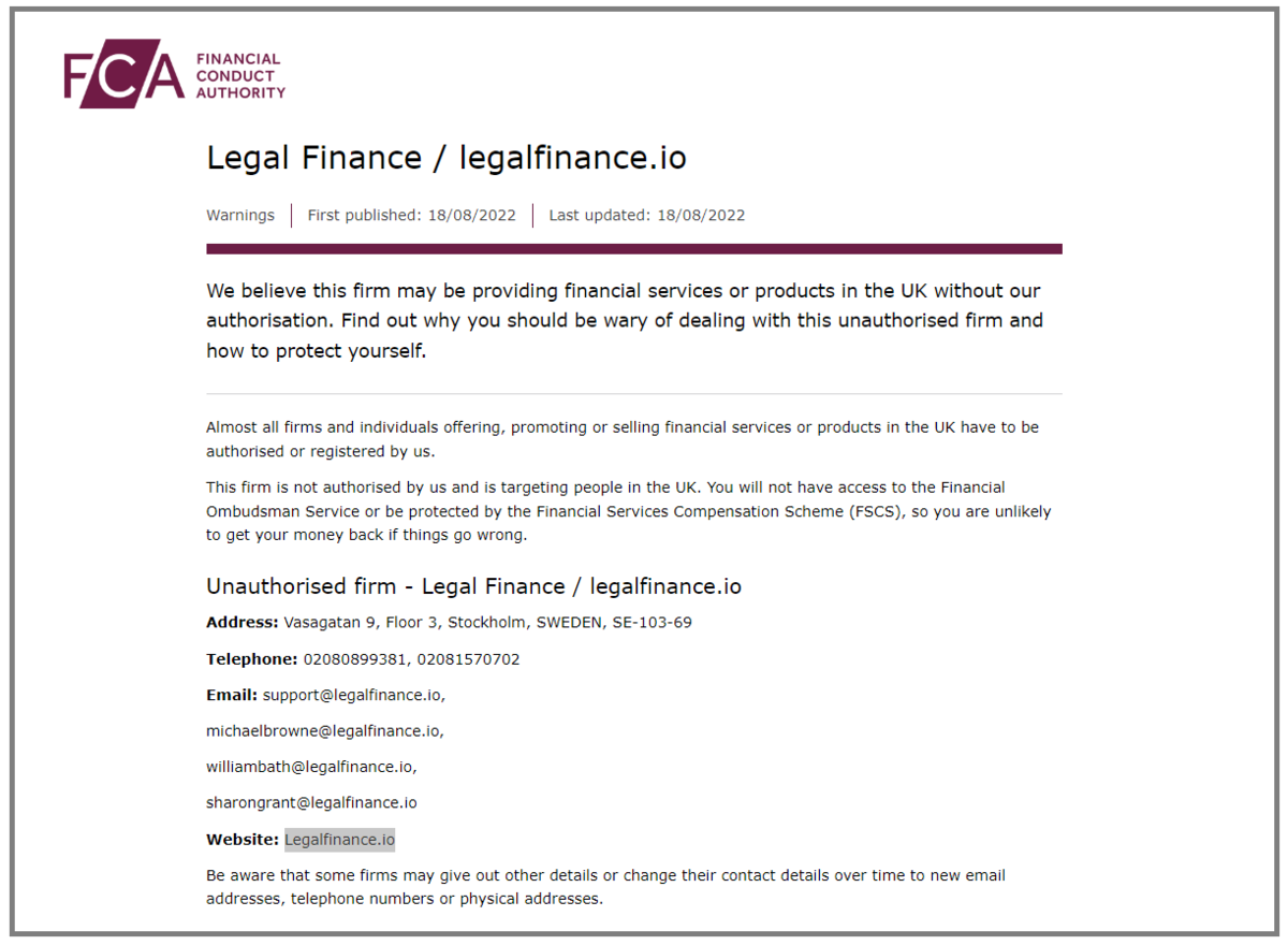 Legal Finance /  www.legalfinance.io