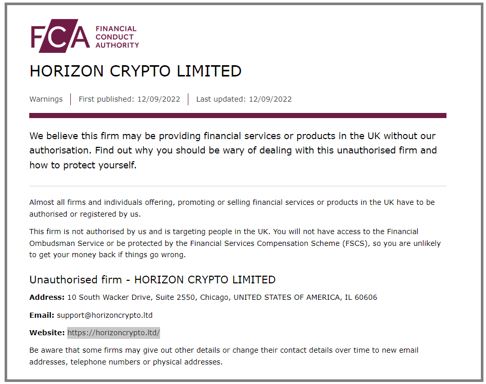 Horizon Crypro Limited /  https://horizoncrypto.ltd/